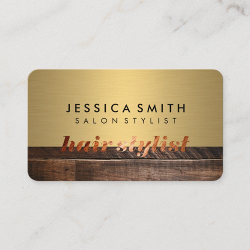 Elegant Faux Metallic Gold and Black Stylist Icon Business Card