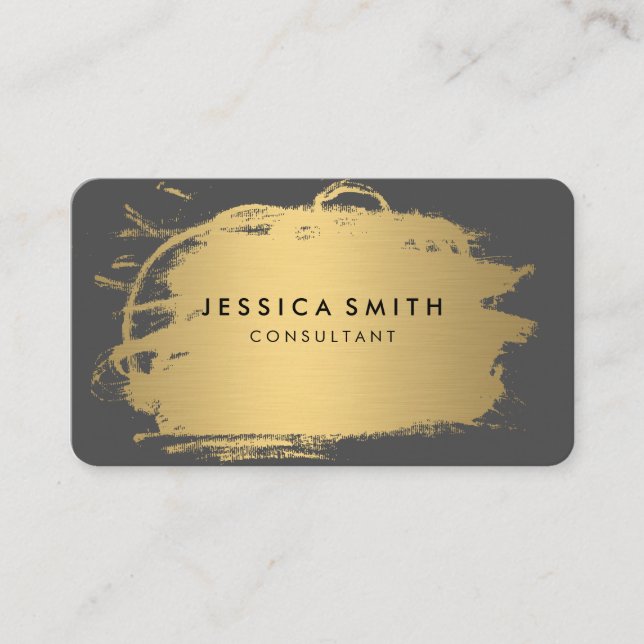 Elegant Faux Metallic Gold and Gray Business Card (Front)