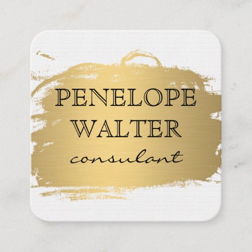 Elegant Faux Metallic Gold and Pattern Square Business Card