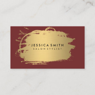 Elegant Faux Metallic Gold and Red Business Card
