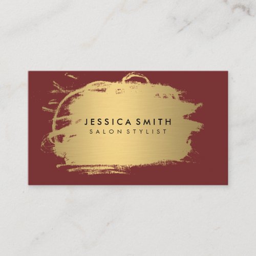 Elegant Faux Metallic Gold and Red Business Card