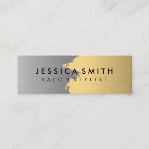 Elegant Faux Metallic Gold and Silver Brushed Mini Business Card