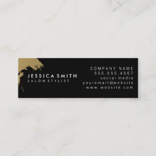 Elegant Faux Metallic Gold Black Variation II Mini Business Card