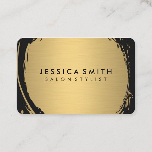 Elegant Faux Metallic Gold Brushed with Black Business Card