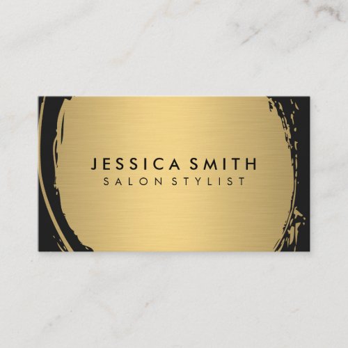 Elegant Faux Metallic Gold Brushed with Black Business Card