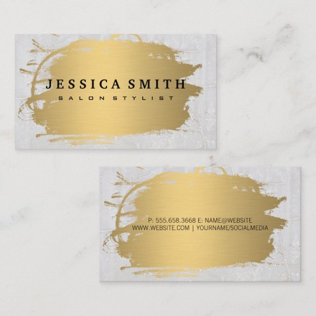Elegant Faux Metallic Gold Marble Stone Business Card (Front/Back)