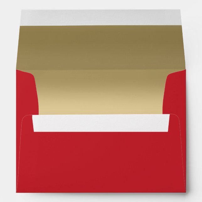 Elegant Faux Metallic Gold Quilted Red Leather Envelope (Back (Bottom))