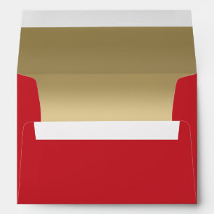 Elegant Faux Metallic Gold Quilted Red Leather Envelope