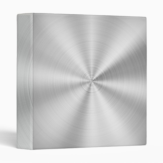 Elegant Faux Metallic Shiny Silver 3 Ring Binder (Front/Spine)