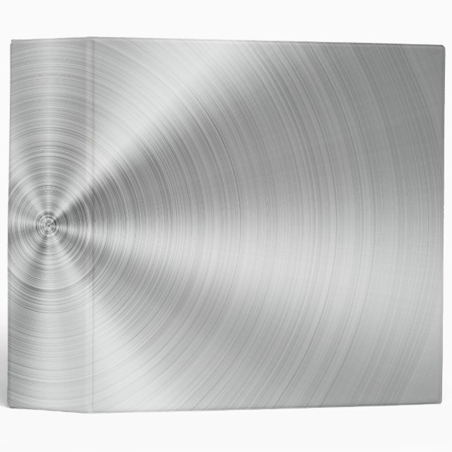 Elegant Faux Metallic Shiny Silver 3 Ring Binder (Front/Spine)