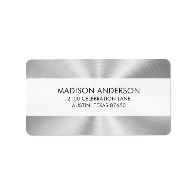 Elegant Faux Metallic Shiny Silver Label (Front)