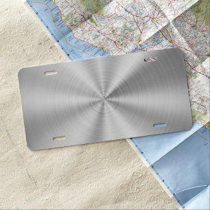Elegant Faux Metallic Shiny Silver License Plate