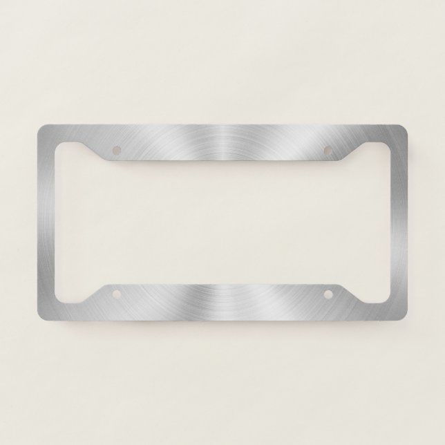 Elegant Faux Metallic Shiny Silver License Plate Frame (Front)