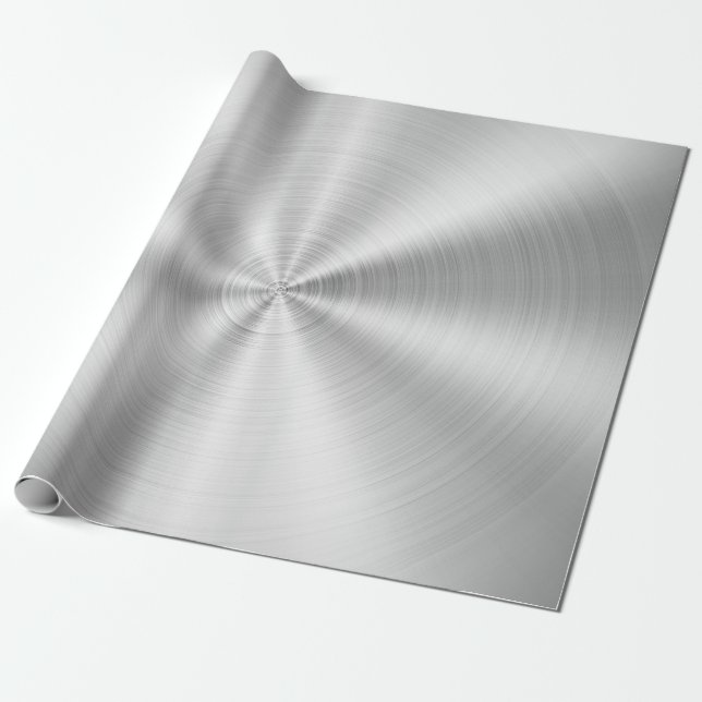 Elegant Faux Metallic Shiny Silver Wrapping Paper (Unrolled)