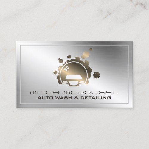 Elegant faux metallic silver and gold  business card