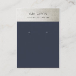 ELEGANT FAUX METALLIC SILVER NAVY EARRING DISPLAY BUSINESS CARD