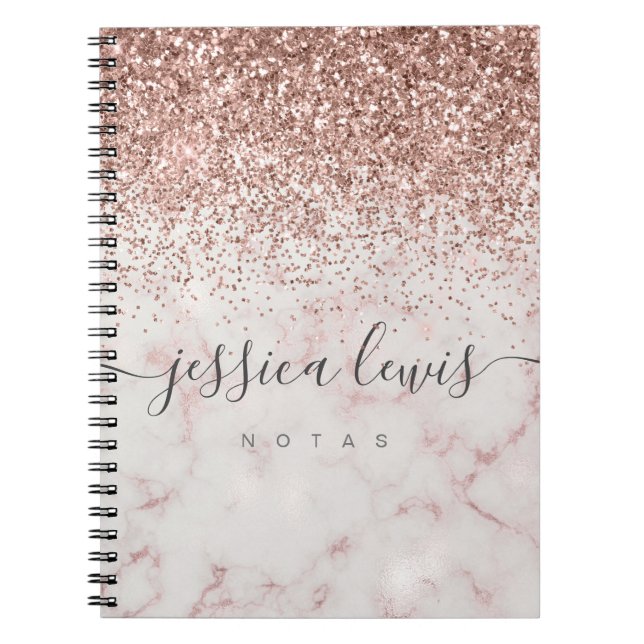 Elegant faux ombre white marble notebook (Front)
