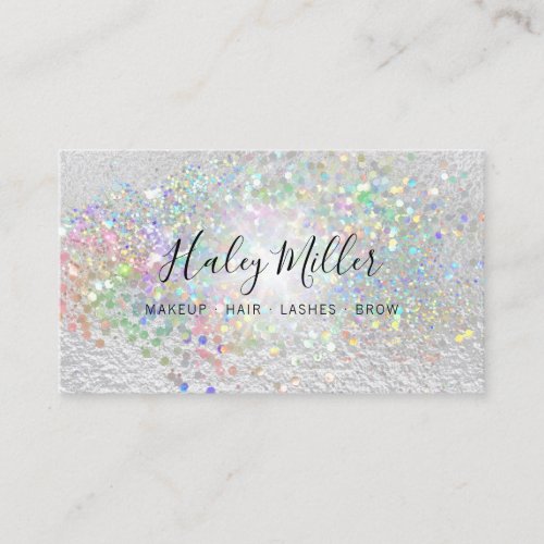 Elegant Faux Pearlescent Iridescent Glitter Business Card