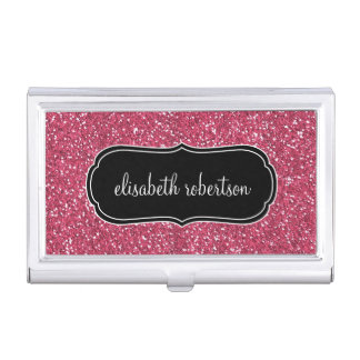 Elegant FAUX Pink Glitter 2 Business Card Holder