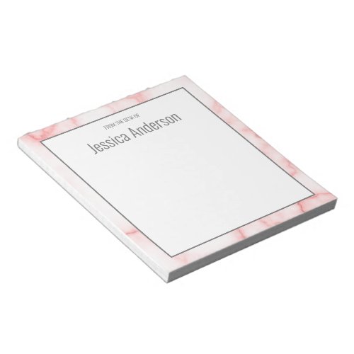 Elegant Faux Pink Marble From the Desk of Notepad