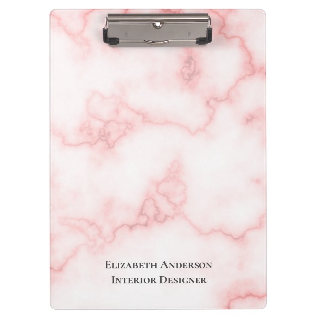 Elegant Faux Pink Marble Job Title Name Template  Clipboard (Front)