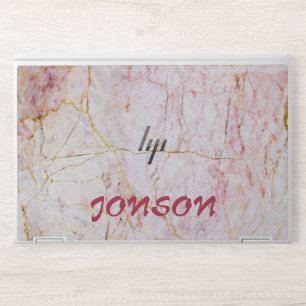 Elegant Faux Pink Marble Monogram HP Laptop Skin
