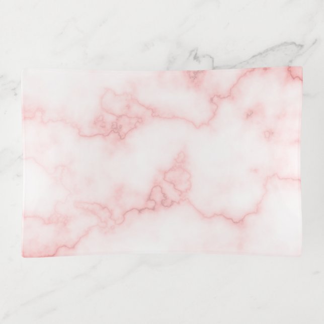 Elegant Faux Pink Marble Trinket Tray (Front)