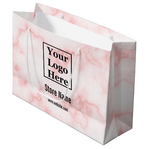 Elegant Faux Pink Marble Your Logo Here Large Gift Bag