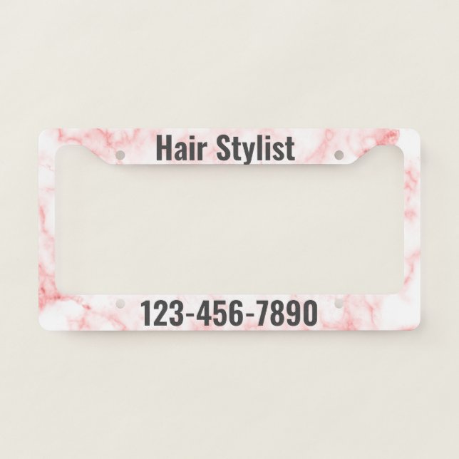 Elegant Faux Pink Mark Mobile Ad License Plate Frame (Front)