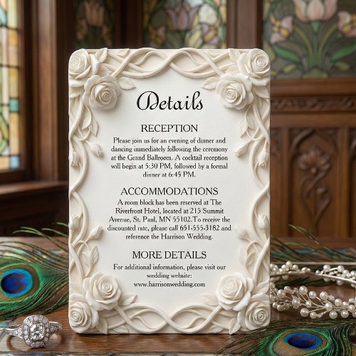 Elegant Faux Plaster Floral Relief Formal Wedding