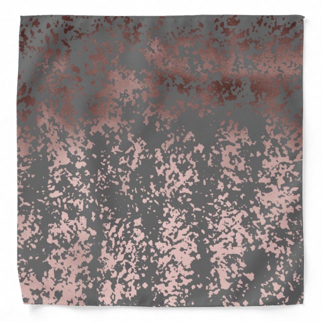 elegant faux rose gold and grey brushstrokes bandana (Front)