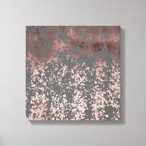 elegant faux rose gold and grey brushstrokes canvas print