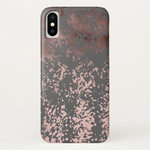 elegant faux rose gold and grey brushstrokes iPhone XS case