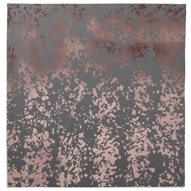 elegant faux rose gold and grey brushstrokes napkin (Front)