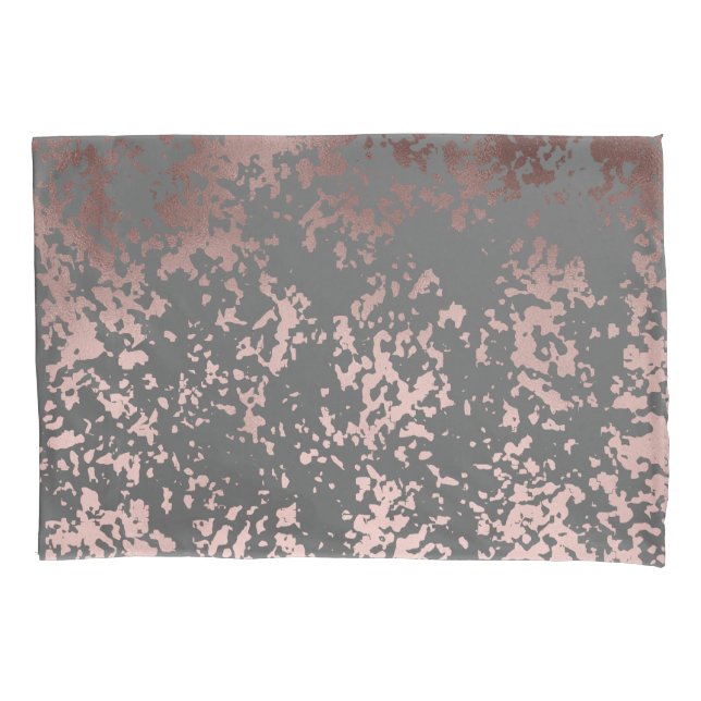 elegant faux rose gold and grey brushstrokes pillow case (Front)
