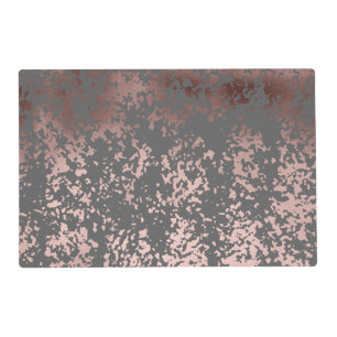 elegant faux rose gold and grey brushstrokes placemat