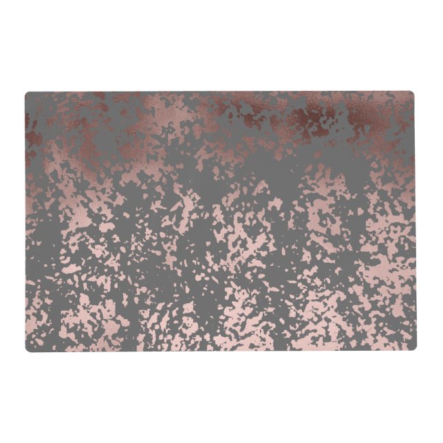 elegant faux rose gold and grey brushstrokes placemat (Front)