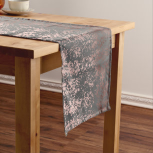 elegant faux rose gold and grey brushstrokes short table runner