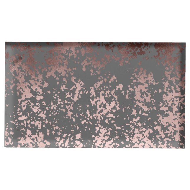 elegant faux rose gold and grey brushstrokes table number holder (Front)