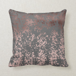 elegant faux rose gold and grey brushstrokes throw pillow