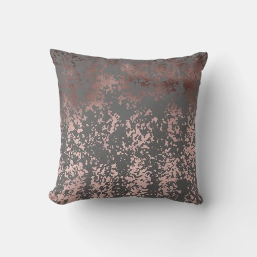 elegant faux rose gold and grey brushstrokes throw pillow