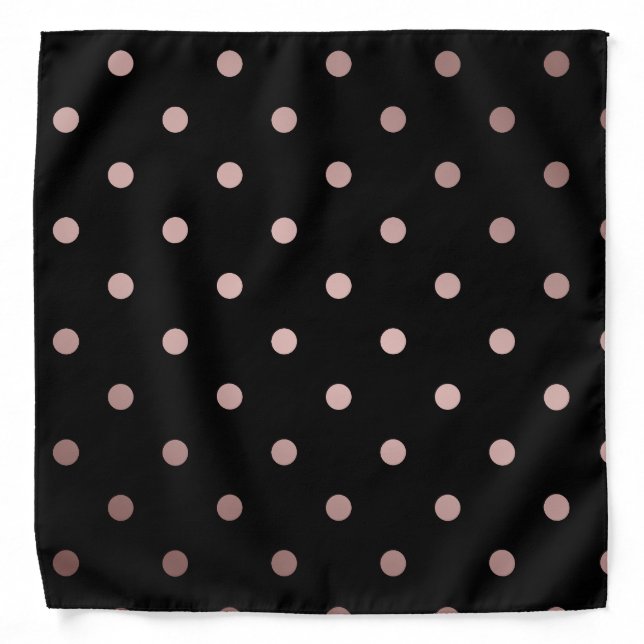elegant faux rose gold black polka dots bandana (Front)
