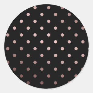 elegant faux rose gold black polka dots classic round sticker