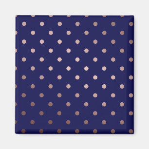 elegant faux rose gold blue polka dots magnet
