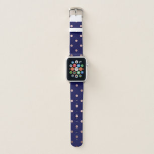 elegant faux rose gold blue polka dots pattern apple watch band