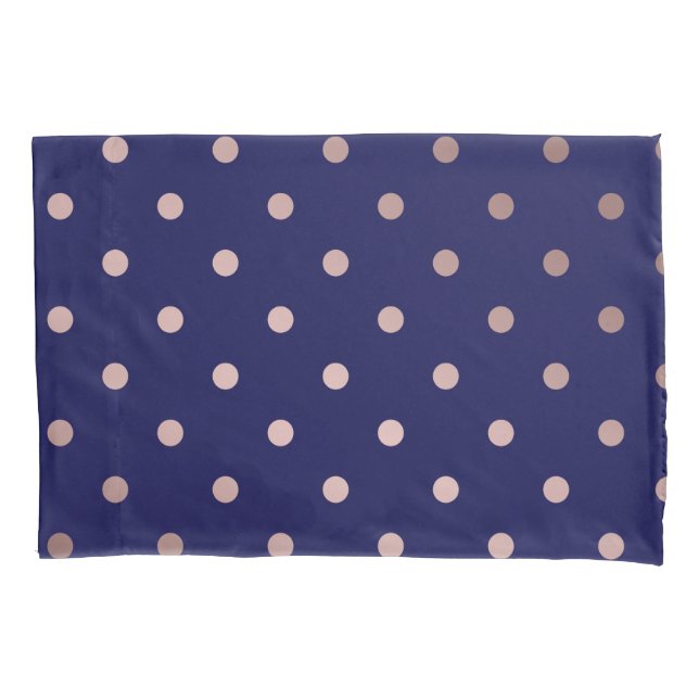 elegant faux rose gold blue polka dots pillow case (Front)