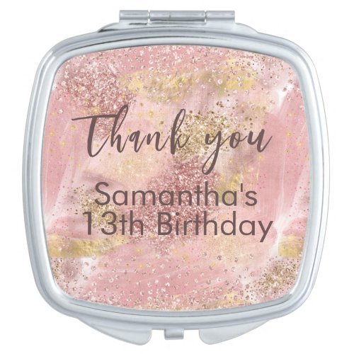 Elegant Faux Rose Gold Blush Glitter Party Favor Compact Mirror