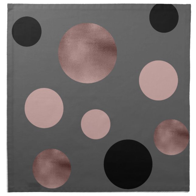 elegant faux rose gold blush pink black circles cloth napkin (Front)