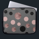 elegant faux rose gold blush pink black circles laptop sleeve<br><div class="desc">Modern and stylish design representing faux rose gold,  pink and black circles on a grey background.</div>