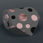 elegant faux rose gold blush pink black circles neck tie<br><div class="desc">Modern and stylish design representing faux rose gold,  pink and black circles on a grey background.</div>